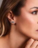 Ear Cuff Flores Lisas e Cravejadas Cristal Ródio Branco