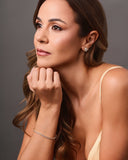 Pulseira Riviera Cravação Inglesa Cristal 3 mm Banhado a Ouro 18K