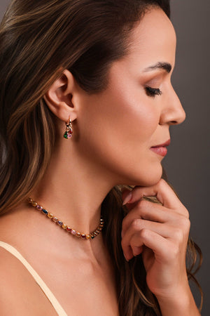 Choker Ovais Coloridos 4 mm Banhado a Ouro 18K