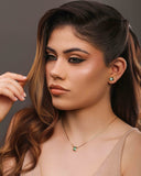 Brinco Ponto de Luz Retangular Turmalina Banhado a Ouro 18K