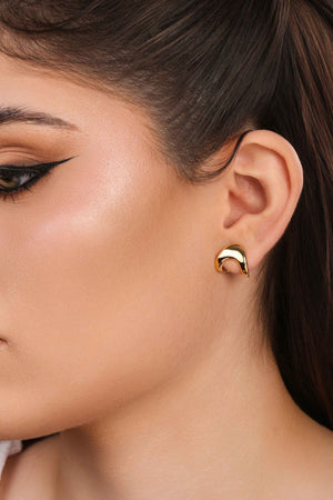 Brinco Argola Orgânica Lisa 1.2 cm Banhado a Ouro 18k