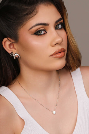 Brinco Argola Orgânica Lisa 1.6 cm Ródio Branco