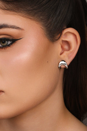 Brinco Argola Orgânica Lisa 1.6 cm Ródio Branco