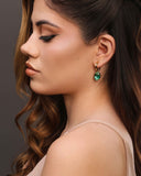 Brinco Argola Lisa Ponto de Luz Oval Turmalina 3.1 cm Banhado a Ouro 18K