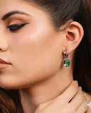 Brinco Argola Lisa Ponto de Luz Oval Turmalina 3.1 cm Ródio Branco