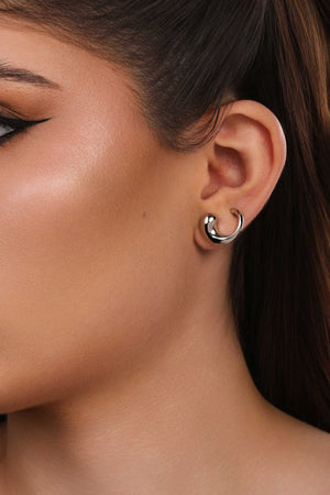 Ear Cuff Gota Lisa 1.7 cm Ródio Branco