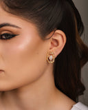 Brinco Orgânico Ponto de Luz Oval Cristal Banhado a Ouro 18K