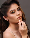 Ear Cuff Pontos de Luz Ovais Morganita Cravejado Cristal Ródio Branco