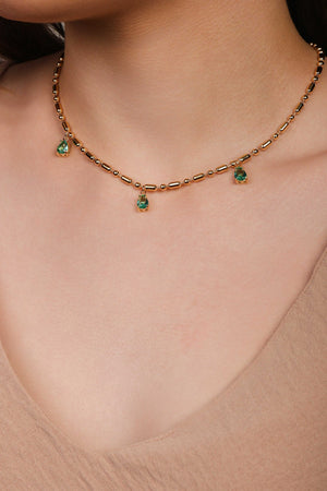 Gargantilha Gomos Gotas Turmalina Banhado a Ouro 18K - 40 cm