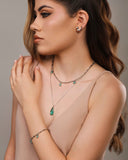 Gargantilha Gomos Gotas Turmalina Ródio Branco - 40 cm