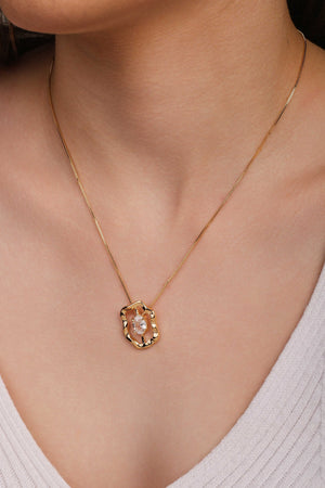 Gargantilha Oval Orgânico Ponto de Luz Cristal Banhado a Ouro 18K - 45 cm