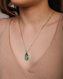 Gargantilha Longa Gota Turmalina 2.6 cm Ródio Branco - 60 cm