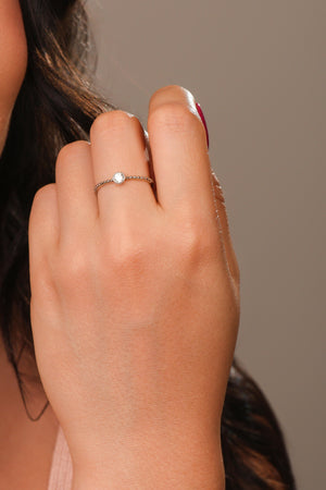 Anel Bolinhas Ponto de Luz Cristal Tamanho 21 Ródio Branco