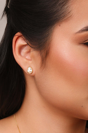 Brinco Gota Cristal Detalhada Banhado a Ouro 18K