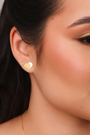 Brinco Coração Flat Liso 1.0 cm Banhado a Ouro 18K