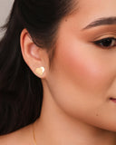 Brinco Coração Flat Liso 1.0 cm Banhado a Ouro 18K