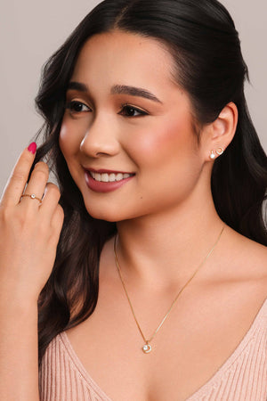 Brinco Círculo Cravejado Cristal 8 mm Banhado a Ouro 18K