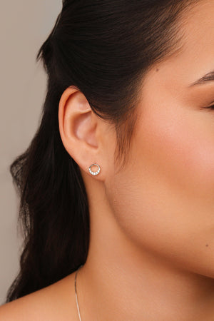 Brinco Círculo Cravejado Cristal 8 mm Ródio Branco