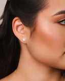 Brinco Flor Baguetes Ponto de Luz Cristal Banhado a Ouro 18K