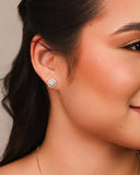 Brinco Flor Baguetes Ponto de Luz Cristal Ródio Branco