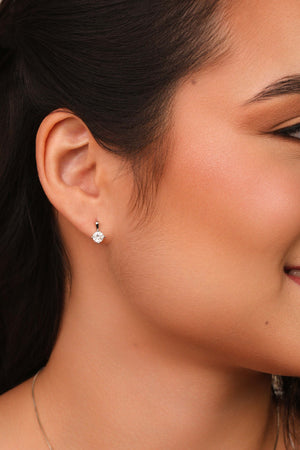 Brinco Palito Ponto de Luz Cristal 5 mm Ródio Branco