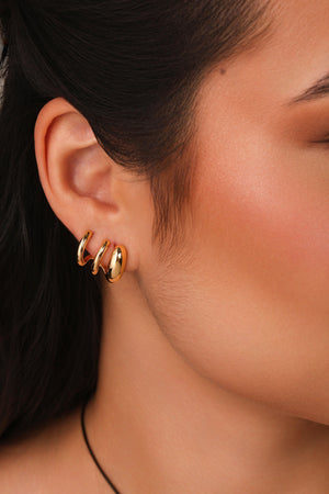 Ear Cuff Três Filetes Lisos 1.7 cm Banhado a Ouro 18K
