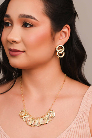 Brinco Circulos Entrelaçados Lisos 3.6 cm Banhado a Ouro 18K