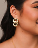 Brinco Circulos Entrelaçados Lisos 3.6 cm Banhado a Ouro 18K