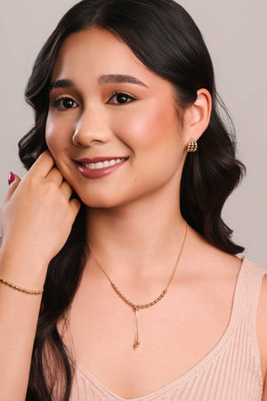 Pulseira Bolinhas Lisas Fecho Gravata Banhado a Ouro 18K