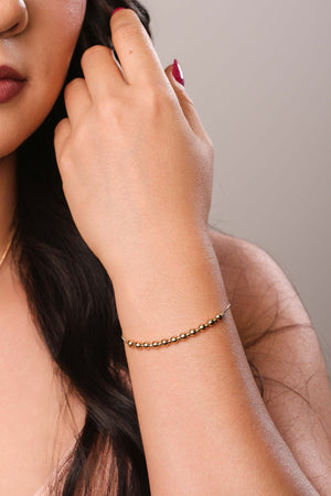 Pulseira Bolinhas Lisas Fecho Gravata Banhado a Ouro 18K