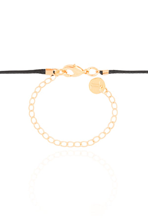 Choker Fio Coreano Preto Cruz Lisa Banhado a Ouro 18K