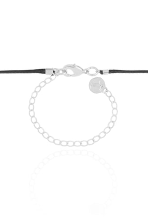 Choker Fio Coreano Preto Cruz Lisa Ródio Branco