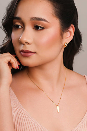 Gargantilha Veneziana Retângulo Liso Banhado a Ouro 18K - 45 cm