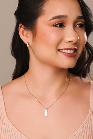 Gargantilha Veneziana Retângulo Liso Ródio Branco - 45 cm