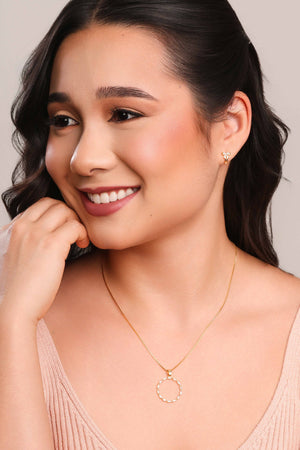 Gargantilha Veneziana Círculo Baguetes Cristal Banhado a Ouro 18K - 45 cm