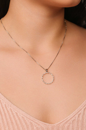 Gargantilha Veneziana Círculo Baguetes Cristal Ródio Branco - 45 cm