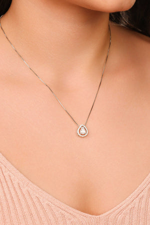 Gargantilha Veneziana Gota Cravejada Cristal Ródio Branco - 45 cm