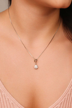 Gargantilha Veneziana Gota Cristal Detalhada Ródio Branco - 45 cm