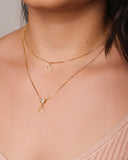 Gargantilha Dupla Corações Espirito Santo Cravejado Cristal Banhado a Ouro 18K