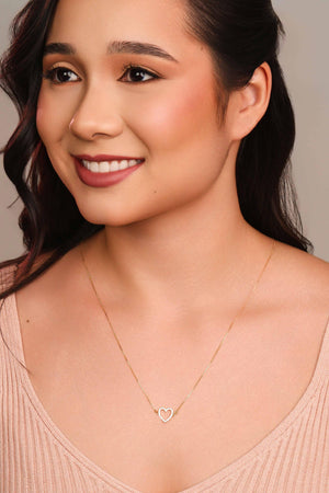 Escapulário Orai e Vigiai Coração Cravejado Cristal Banhado a Ouro 18K - 70 cm