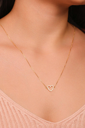 Escapulário Orai e Vigiai Coração Cravejado Cristal Banhado a Ouro 18K - 70 cm