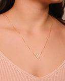 Escapulário Orai e Vigiai Coração Cravejado Cristal Banhado a Ouro 18K - 70 cm