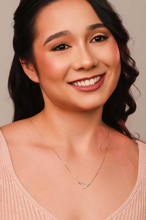 Escapulário Orai e Vigiai Coração Cravejado Cristal Ródio Branco - 70 cm