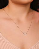 Escapulário Orai e Vigiai Coração Cravejado Cristal Ródio Branco - 70 cm