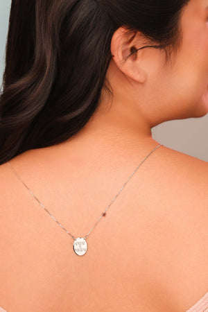 Escapulário Orai e Vigiai Coração Cravejado Cristal Ródio Branco - 70 cm