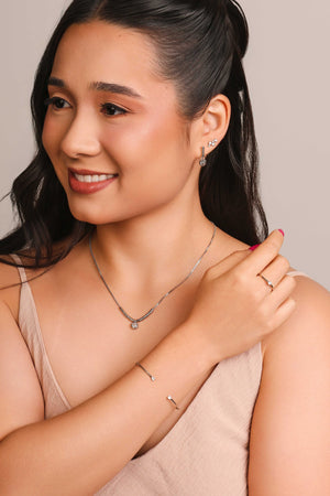 Anel Ponto de Luz Cristal Tamanho 19 Ródio Branco