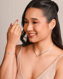 Brinco Quadrado Ponto de Luz Cristal 7 mm Ródio Branco