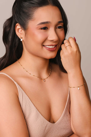 Brinco Gota Cristal 5 mm Banhado a Ouro 18K