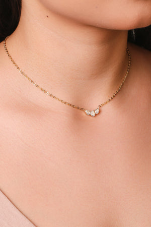 Gargantilha Elos Pingente Gotas Cristal Banhado a Ouro 18K - 40 cm