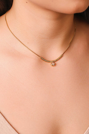 Gargantilha Veneziana Canutilhos Ponto de Luz Cristal Banhado a Ouro 18K - 40 cm